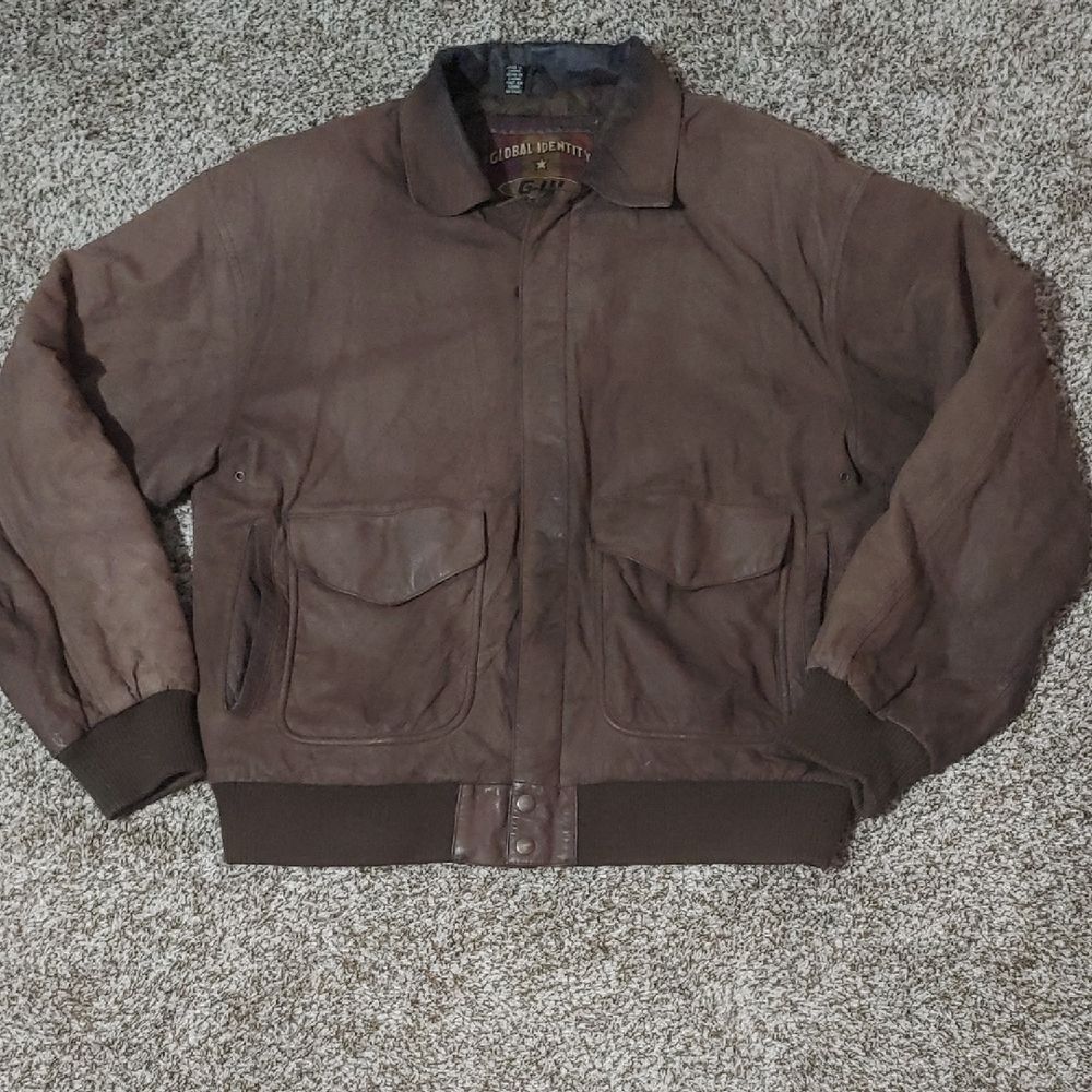 Vintage G-III Brown Leather Bomber Jacket Men's L Global Identity